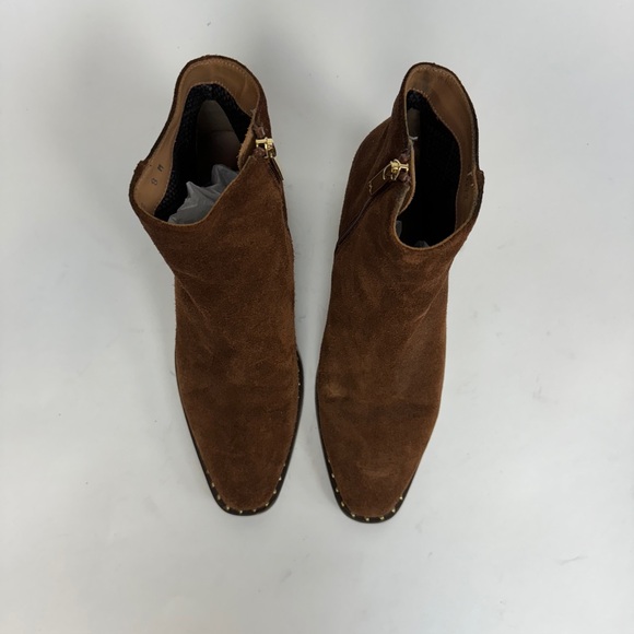 Aquatalia Carisa Bootie Brown Suede Ankle Boots Flat Heel Chestnut Size 8 $450 - Picture 2 of 10